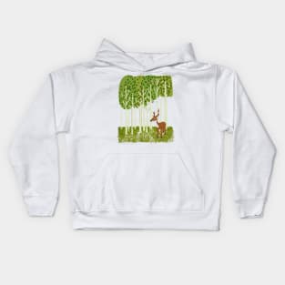 Deer in birch forest Kids Hoodie